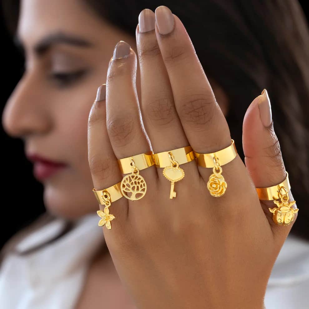 Golden Symbol Charm Ring Set |  Ushve