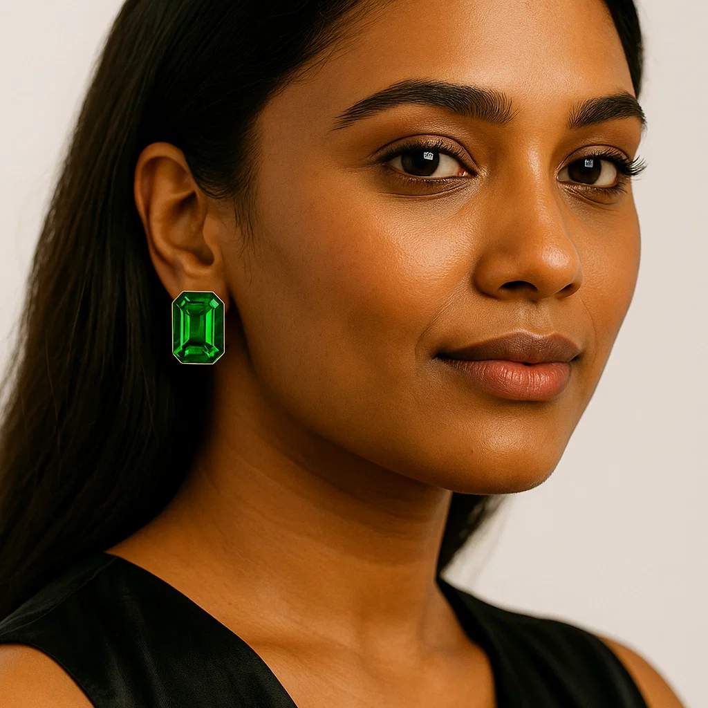 Emerald Cut Crystal Stud Earrings |  Ushve