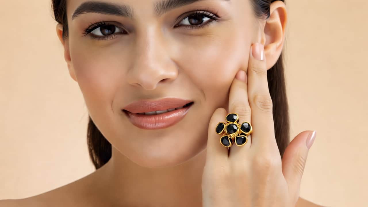 Midnight Crystal Cocktail Ring |  Ushve