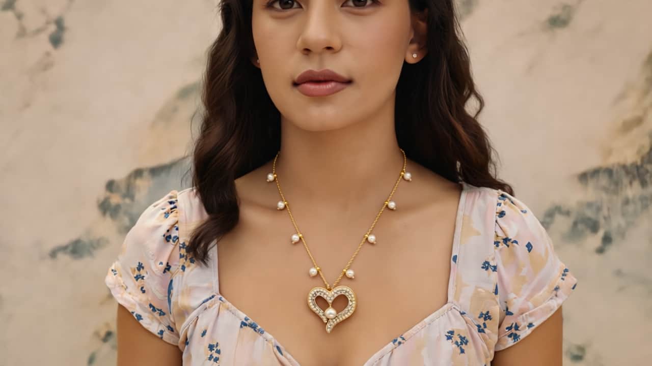 Crystal Heart Pearl Pendant Necklace | Ushve