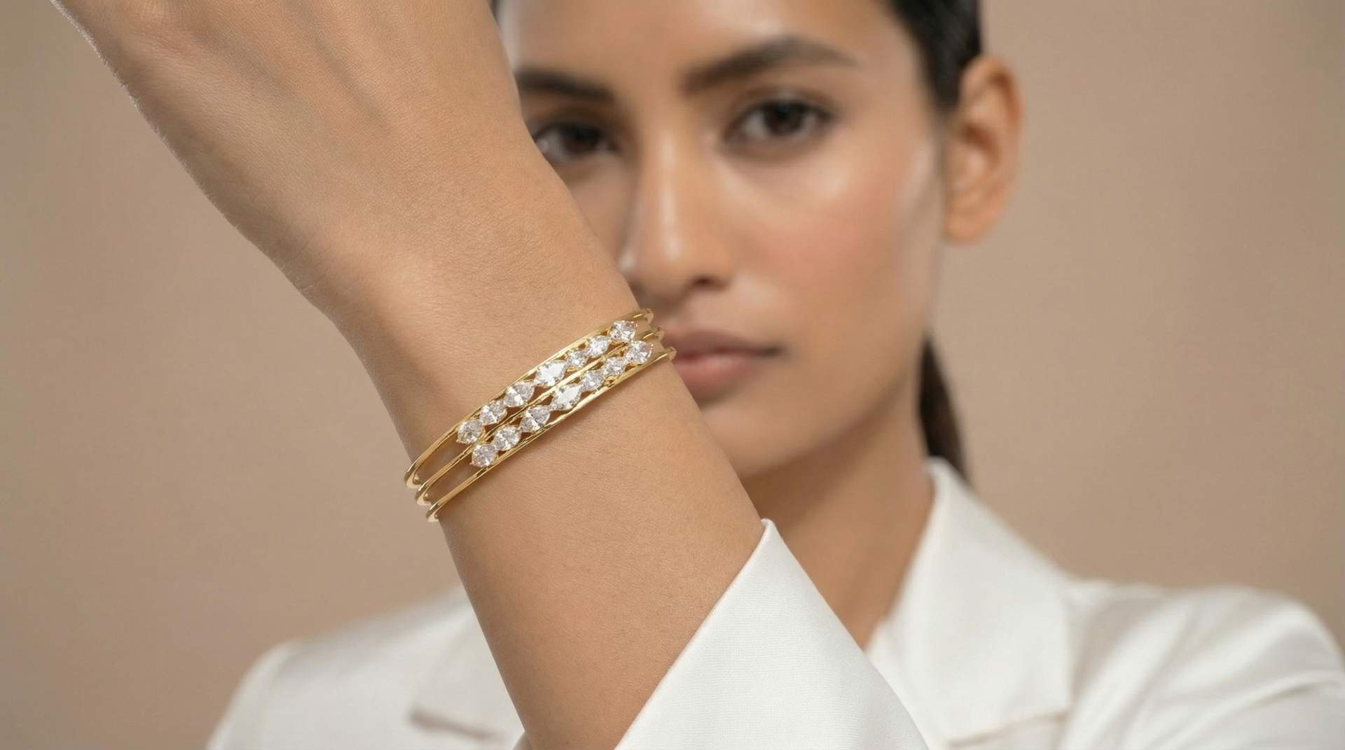 Marquise Crystal Bloom Bangle |  Ushve