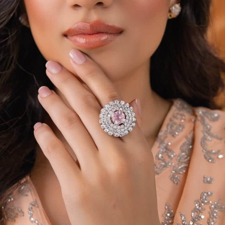 Blush Halo Crystal Ring | Ushve