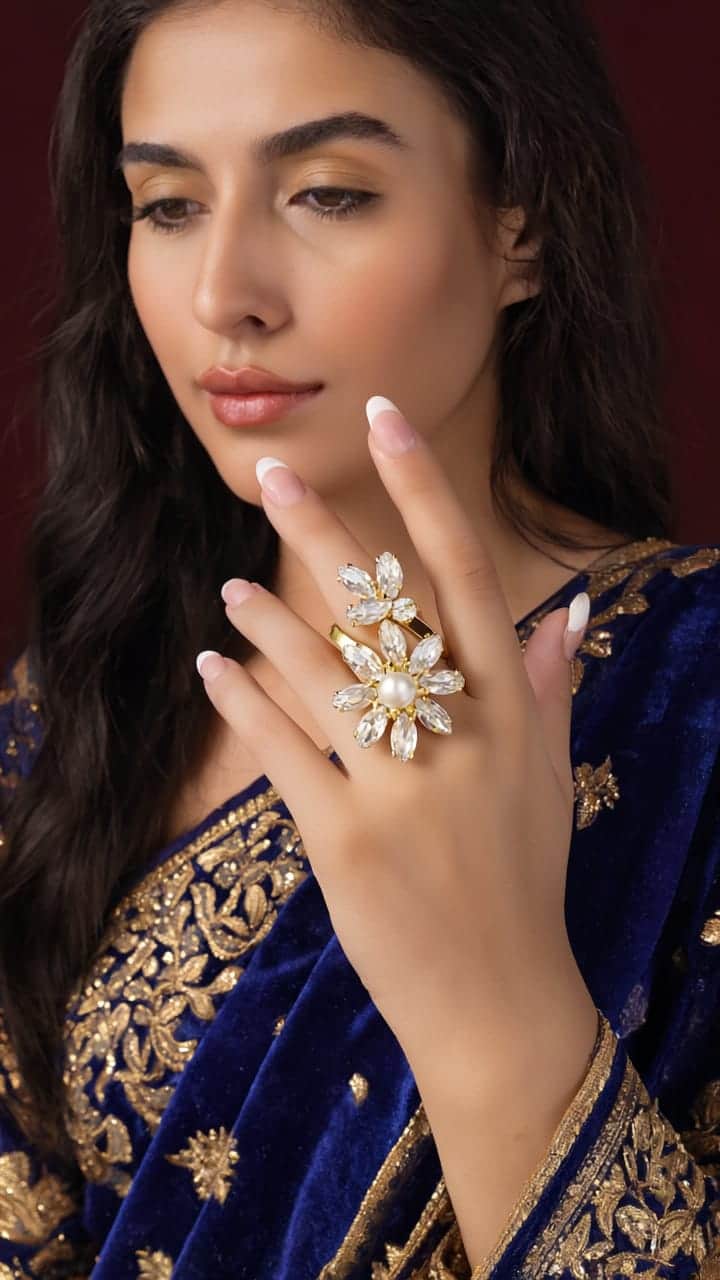Crystal Blossom Floral Ring | Ushve